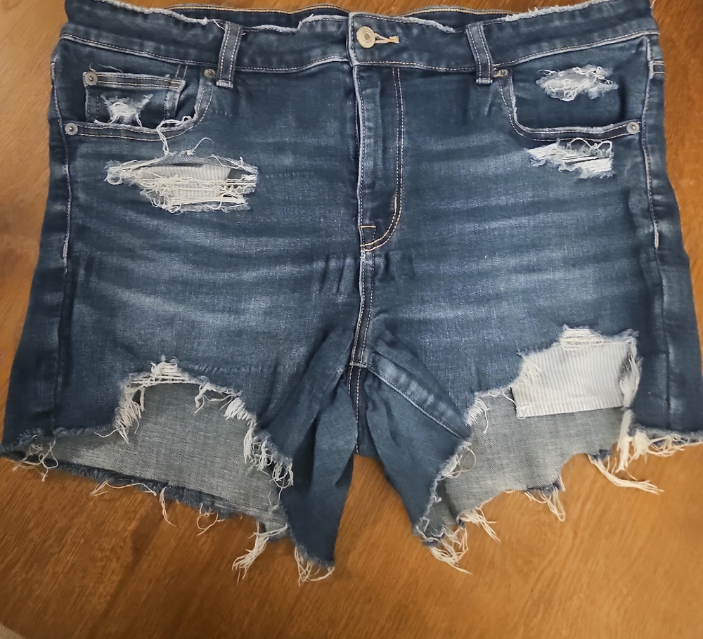 American Eagle Outfitters Blue Distressed Jean Shorts